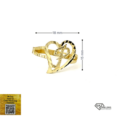 10K Gold Slanted Heart P Ring