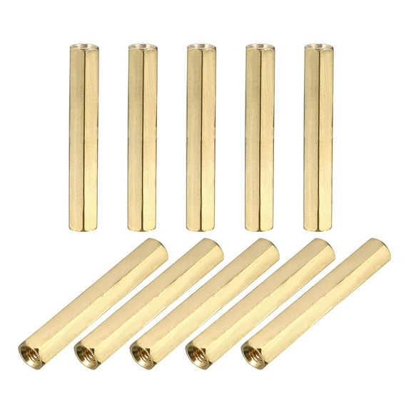 M3 x 30mm Female Thread Brass Hex Standoff Coupler Nut 25Pcs
