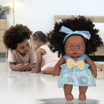 KOYPTL 8In African American RebornDolls for Baby Toddlers 3 4 5 6 Years Old,Realistic Dolls with Curly Hair Soothing Doll Toy with Cloths for 6-8 12-18 Months Boys Girls Gifts Pretend Play Collection