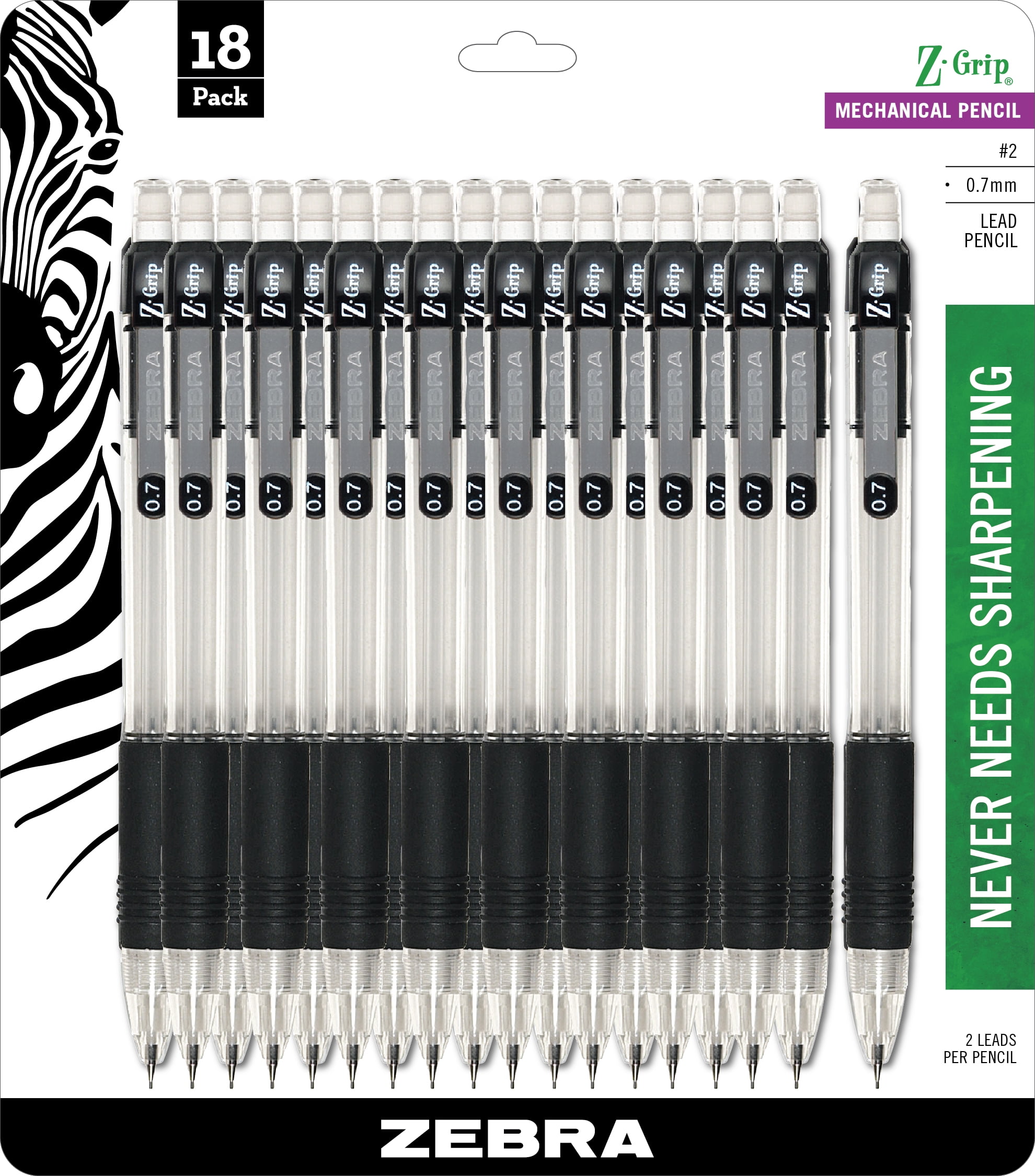 Zebra Pen ZGrip Mechanical Pencil, 0.7mm, HB 2 Graphite, Black Grip