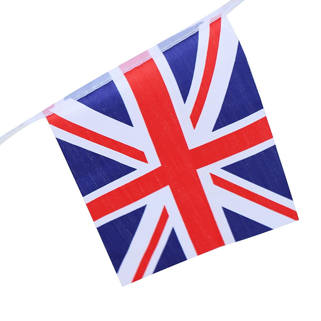 10M Polyester British Union Jack Flag Bunting Banner Double Sided Outdoor Decor 