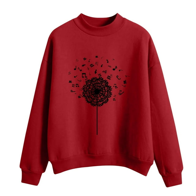CEHVOM Mode Femme Décontractée Imprimé Col Rond Ample Manches Longues Hauts Courts Blouse Chandails en Molleton Sans Capuche Liquidation