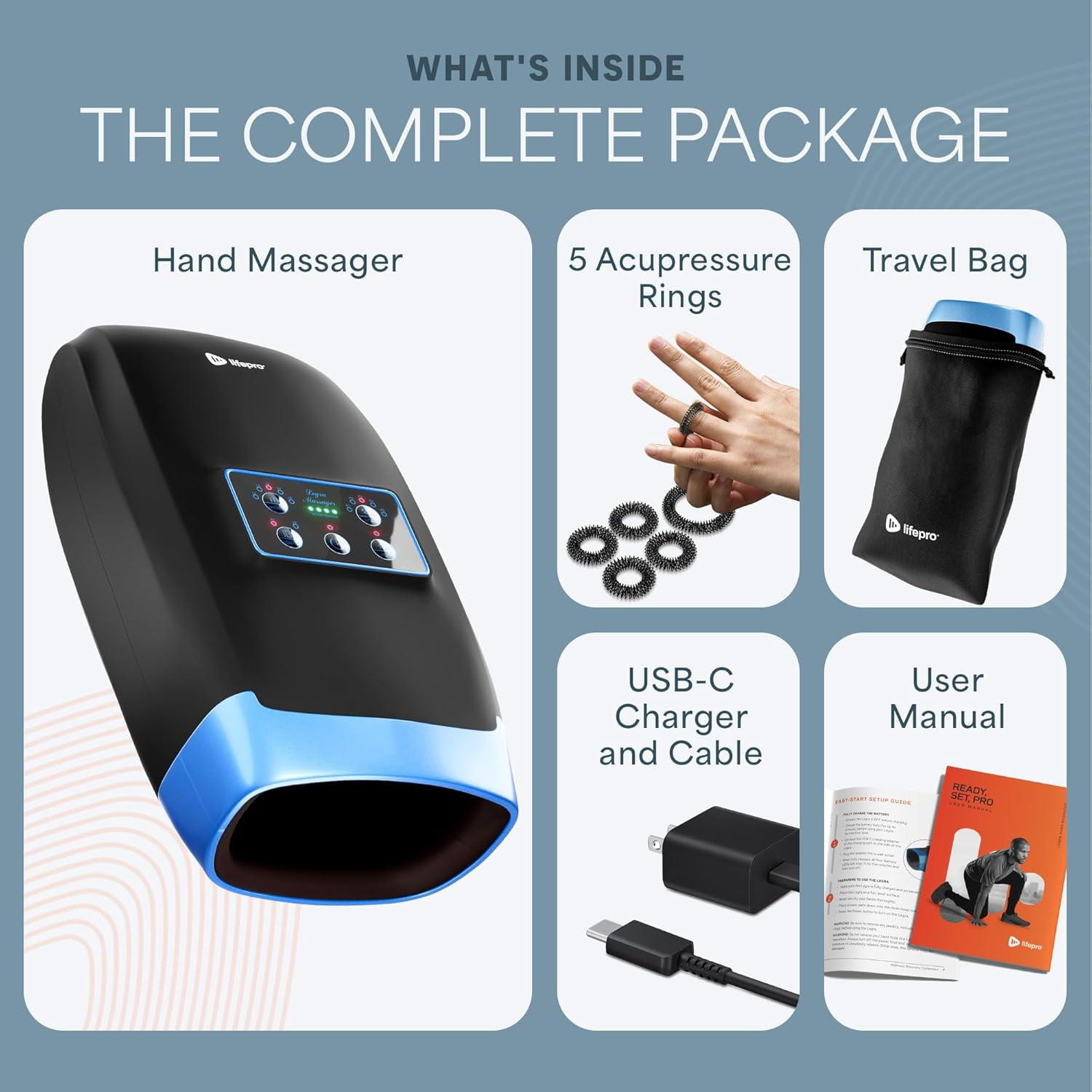 Legra Hand Massager with Heat and Compression - Finger, Wrist, Palm Therapy for Pain Relief