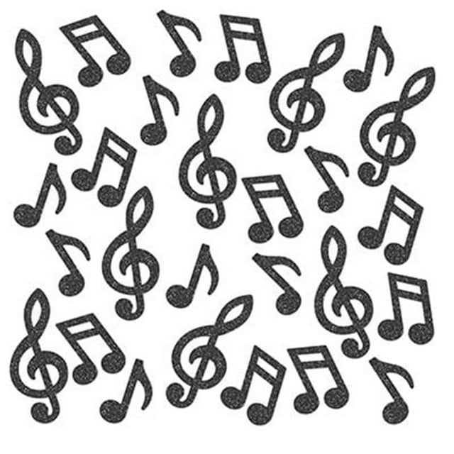 Musical Note Deluxe Sparkle Confetti, Black - Pack of 12