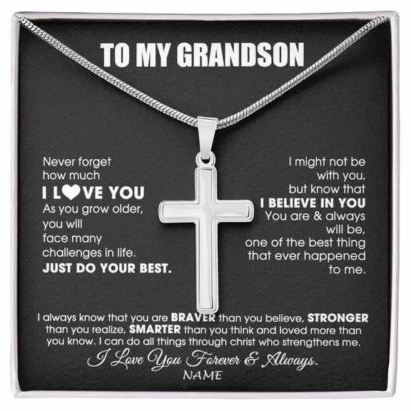 To My Grandson Necklace From Grandma Papa Smarter Than You Think Grandson Birthday Christmas Customized Gift Box Message Card