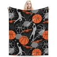 thumbnail image 3 of Basketball Sports Ball Cool Throw Blanket Soft Bed Bedding Warm Cozy Plush Flannel Fleece Blankets Gifts for Kids Boys Teens Men, Sofa Couch Bedroom Home Decor, 60"x50", 3 of 6