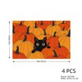 thumbnail image 4 of JOOCAR Halloween Black Cat Among Pumpkins Linen Table Mats Set of 4 for Home Kitchen Table Decor 12x18 inch, 4 of 5