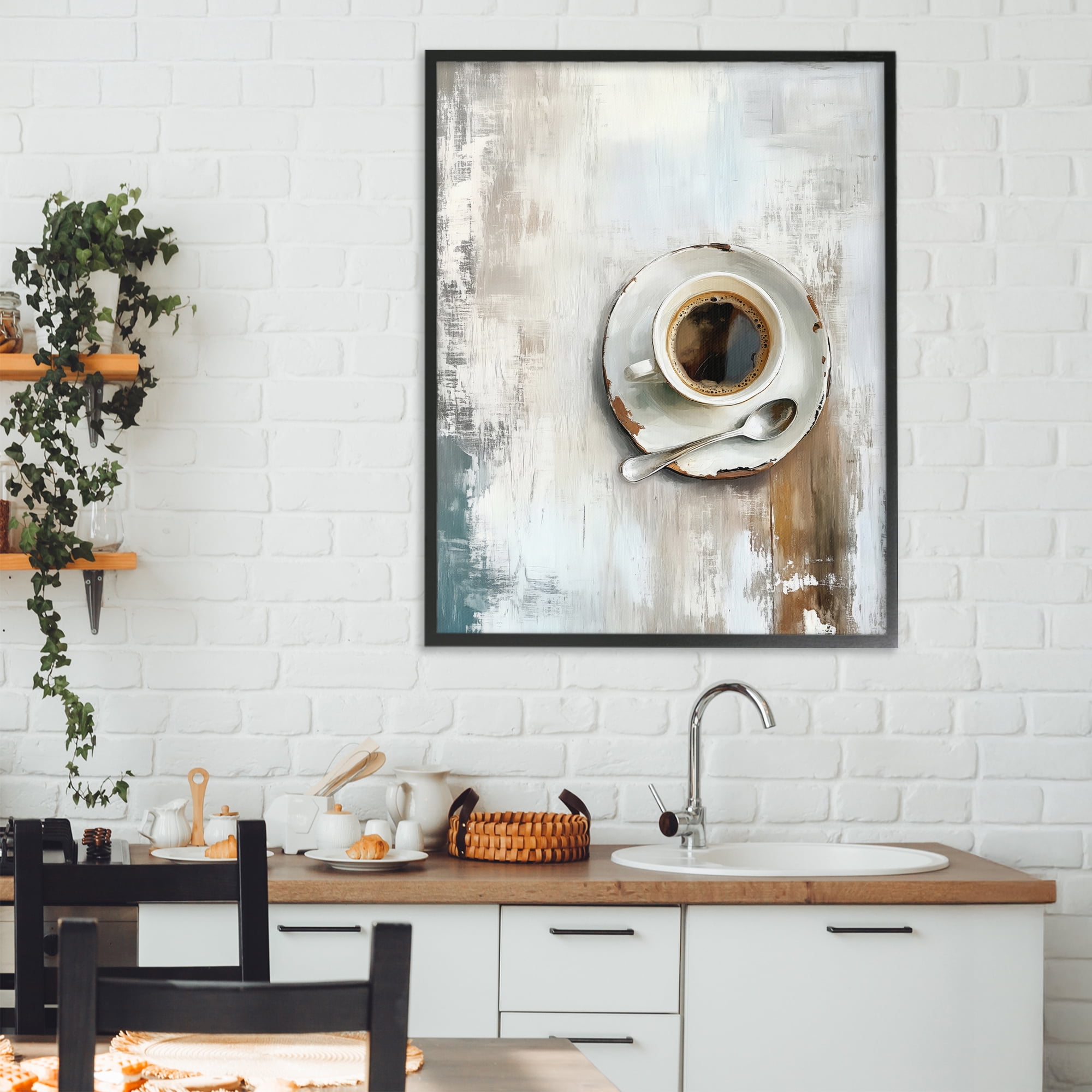 Stupell Industries Neutral & Rustic Cup of Coffee Black Framed Giclee Art, design by LSR Design Studio
