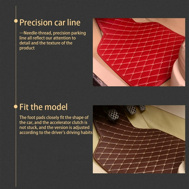 4 Pieces Car Floor Mats Front and Rear Automotive Interior Liner Foot Pad Decorative Carpet Front Rear Decoration Washable Reusable Mat Coffee