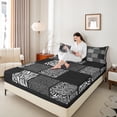 thumbnail image 4 of Castle Fairy Teens Zebra Print 4 Pieces Queen Sheet Sets,Geometric Plaid Ultra Soft Flat Sheet,Lattice Patchwork Queen Fitted Sheet,Microfiber Bedroom Decor, 4 of 7