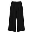thumbnail image 7 of Soyumi Women's Culottes Linen Cropped Wide Leg Pants Elastic Waist Casual Palazzo Trousers with Pockets, Black, 7 of 7