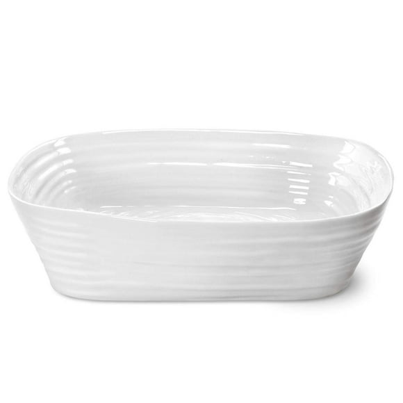 Portmeirion Sophie Conran White Lasagna Pan/Roaster | Rectangular Casserole Dish for Oven | 11.5 x 9.5 Inch | Made from Fine Porcelain | Dishwasher and Microwave Safe