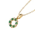 thumbnail image 2 of 10k Yellow Gold Genuine Emerald and White Topaz Petite Circle Pendant Necklace, 2 of 5