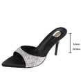 thumbnail image 4 of Xucatan Women's Rhinestone High-heeled Shoes Heels, Pointed Toe Satin Mules with Crystal Ankle Strap, Open Back Glitter Dress Sandals, Versatile Evening Party Footwear Gift, 4 of 9