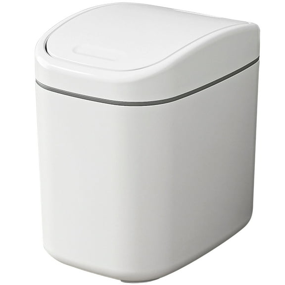 Vaupan Desktop Trash Can, Table Rubbish Bin with Lid, Desk Rubbish Bin, Compact and Lightweight Bedside Table Mini Waste Bin, Suitable for Living Room, Bathroom, Desk, Kitchen (White)