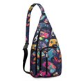 thumbnail image 1 of Gamer Gift Sling Backpack - Digital Loading Screen & Strategy Mode Pattern, Fashionable Water-Resistant Pack for Students, 1 of 4