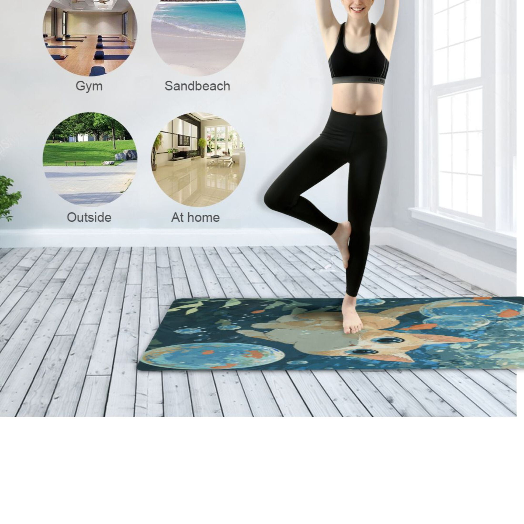 BZSMCE Yoga Mat Women Fitness Mat Bubbly Kitten Swim Pattern
