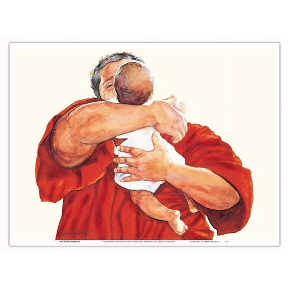 Hawaiian Grandmother (Kupuna Wahine) - From an Original Watercolor Painting by Janet Stewart - Master Art Print (Unframed) 9in x 12in