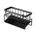 thumbnail image 1 of Becaristey Carbon Steel Versatile Sponge Holder Convenient Bathroom Accessories Organizer Durable Storage Rack Black with pole, 1 of 6