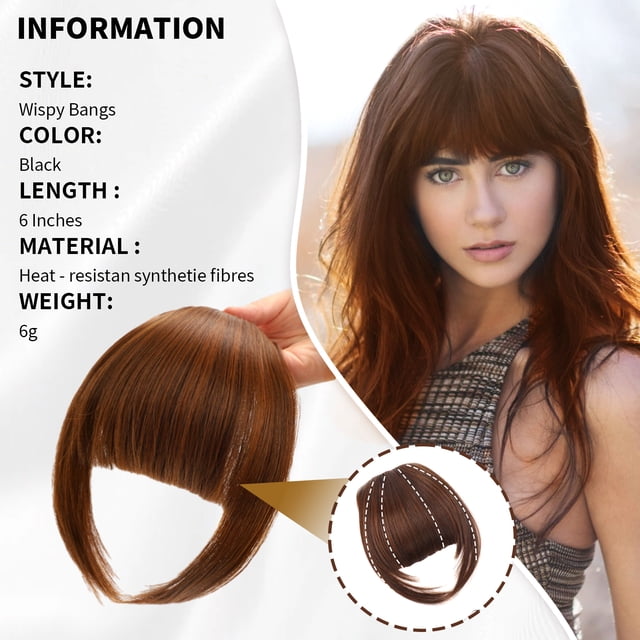 relayinert Stable Fixation Clip In Bangs Hair Extensions For Party And Dinner Metallic Bangs Hair Clip Lifelike Light Brown