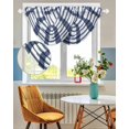 thumbnail image 3 of Waterfall Valances for Windows, Navy Blue Plaid Check, Kitchen Sheer Valance Curtains, Geometrical Abstract Lattice Rod Pocket Elegant Swag Valances for Living Room Bedroom, 47.2"x38.5", 1 Panel, 3 of 8