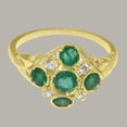 thumbnail image 5 of LBG British Made 9k Yellow Gold Natural Emerald & Cubic Zirconia Womens Anniversary Ring - 33 size options - Size 9.25, 5 of 6