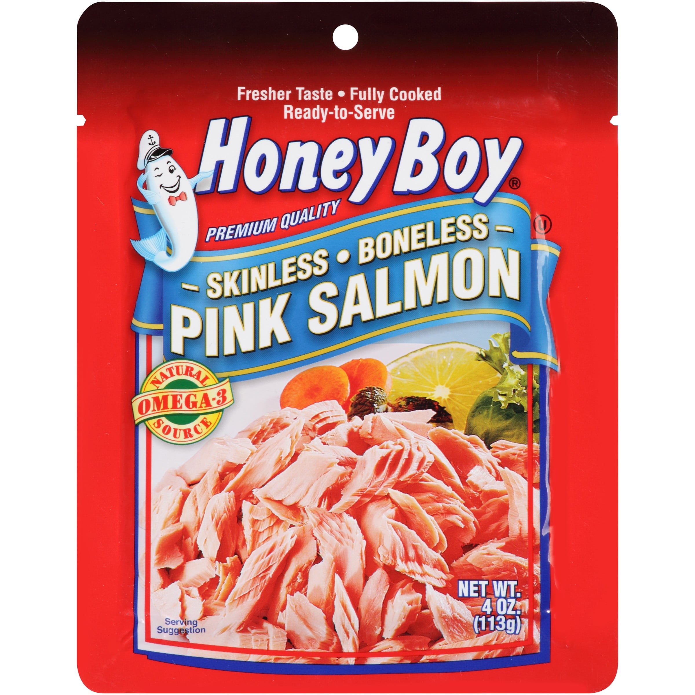 Honey Boy Premium Quality Skinless Boneless Pink Salmon 4 oz. Peg by Icicle Seafoods