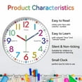 thumbnail image 2 of Vocoo 12 inch Wall Clock for Kids Teaching Clock Silent Non Ticking Battery Operated Colorful Teaching Time Clock for Kids Room Classroom School, 2 of 7