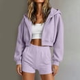 thumbnail image 6 of Stamzod Women's Cropped Hoodie Fall Winter Long Sleeve Zip Up Hoodie Women Athletic Running Crop Jackets with Hood Purple M, 6 of 7