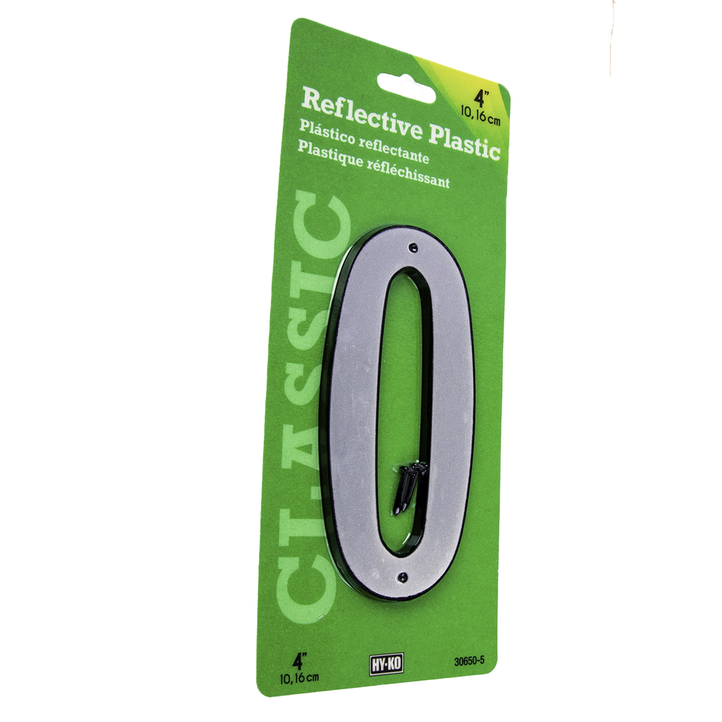 (20 pack) HY-KO 4" Reflective Plastic Modern Number 0