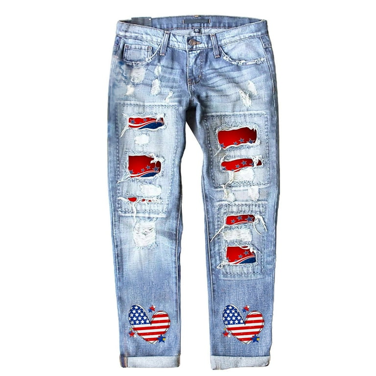 Akiihool Denim Cargo Pants for Women High Waisted Stretchy Capri Pants Cropped Capris Jeans Denim with Pocket Light Blue Size M