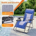 thumbnail image 5 of Blorly Zero Gravity Chair, Heavy Duty Integrated Padded, Professional Built-in Cushioned Reclining Lounge Chair, Extra Wide Folding Patio Chair with Side Tray for Outdoor & Indoor, Blue, 5 of 7