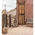 thumbnail image 3 of Barn Wood Wagon Wheel Duvet Cover Set, Abandoned Old Farmhouse Doorway Traditional Rustic Outdoors, Decorative 3 Piece Bedding Set with 2 Pillow Shams, Calking Size, Umber Pale Brown, by Ambesonne, 3 of 3