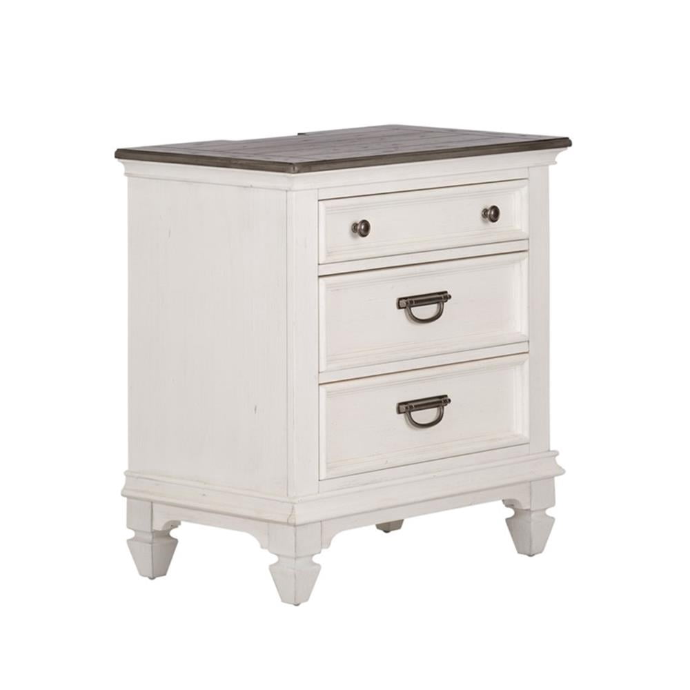 Allyson Park White Night Stand w/ Charging Station