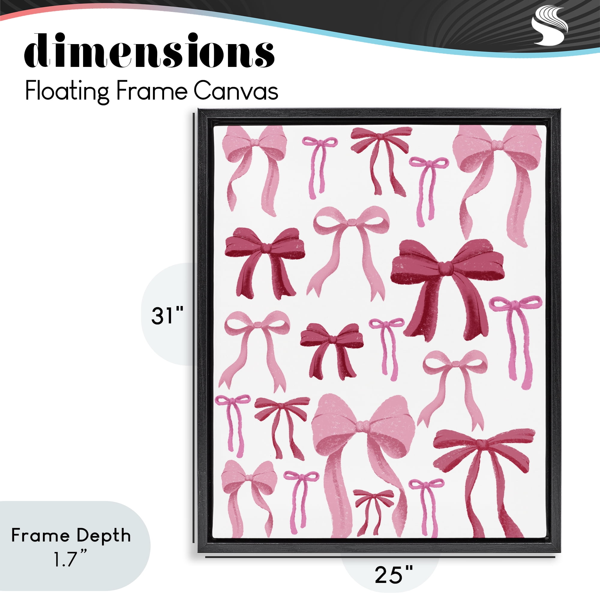 Stupell Industries Bows All Over Pink & Red Black Framed Floater Canvas Wall Art, design by Marcus Prime