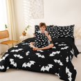 thumbnail image 4 of Homewish Dark Gothic Happy Halloween7 Pieces Full Size Bedding Sets,Bat Silhouette Dot Print Full Size Bed in a Bag,Black,Black Reversible, 4 of 8