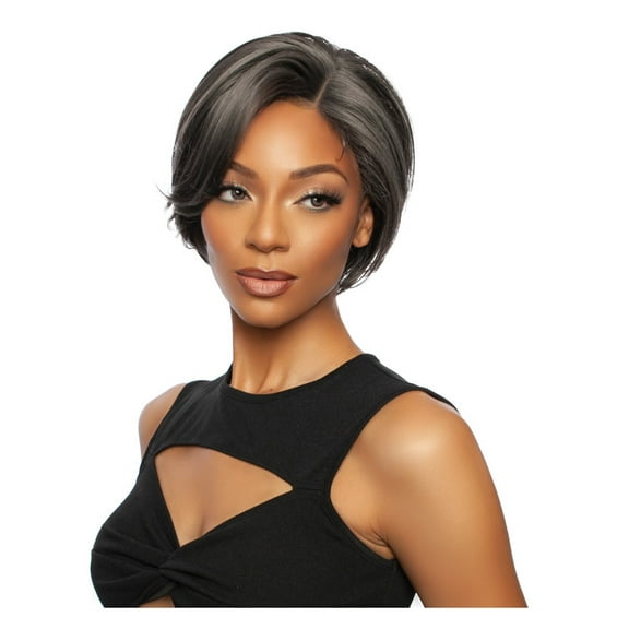 Mane Concept Red Carpet Synthetic Layered Bob Deep Part HD Lace Front Wig - RCMS281 LENTI (ASHBLACK)