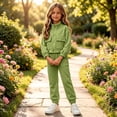 thumbnail image 6 of WAVSUF Girls Sweatshirt Outfits Long Sleeve Jacket and Jogger Sweatpants with Pockets Fall Casual Warm Sets 2 Piece Green 2, 6 of 8