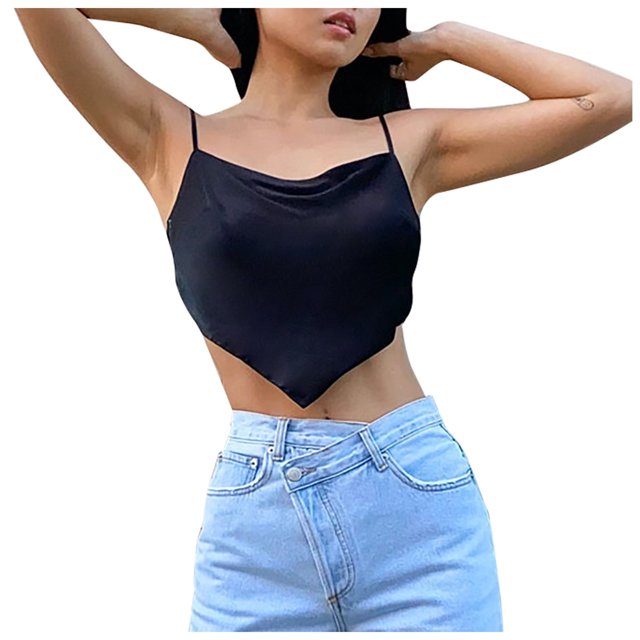 Pompotops Women's Casual Solid Color Square Neck Open Back Sleeveless Vest