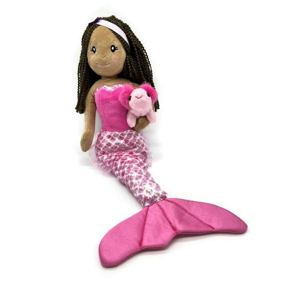 The Petting Zoo, Mermaid Doll with Axolotl Stuffed Animal, Gift for Girls, Mermaid Plush Doll with Axolotl Plush Toy, 17 inch (Ethnic)