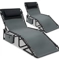thumbnail image 1 of Multifunctional Reclining Garden Chair - Foldable with Side Pockets & Removable Pillow, Adjustable Backrest - Lightweight and Portable, Suitable for Outdoor Use, Beach, Pool, and Camping - Set of 2, 1 of 7