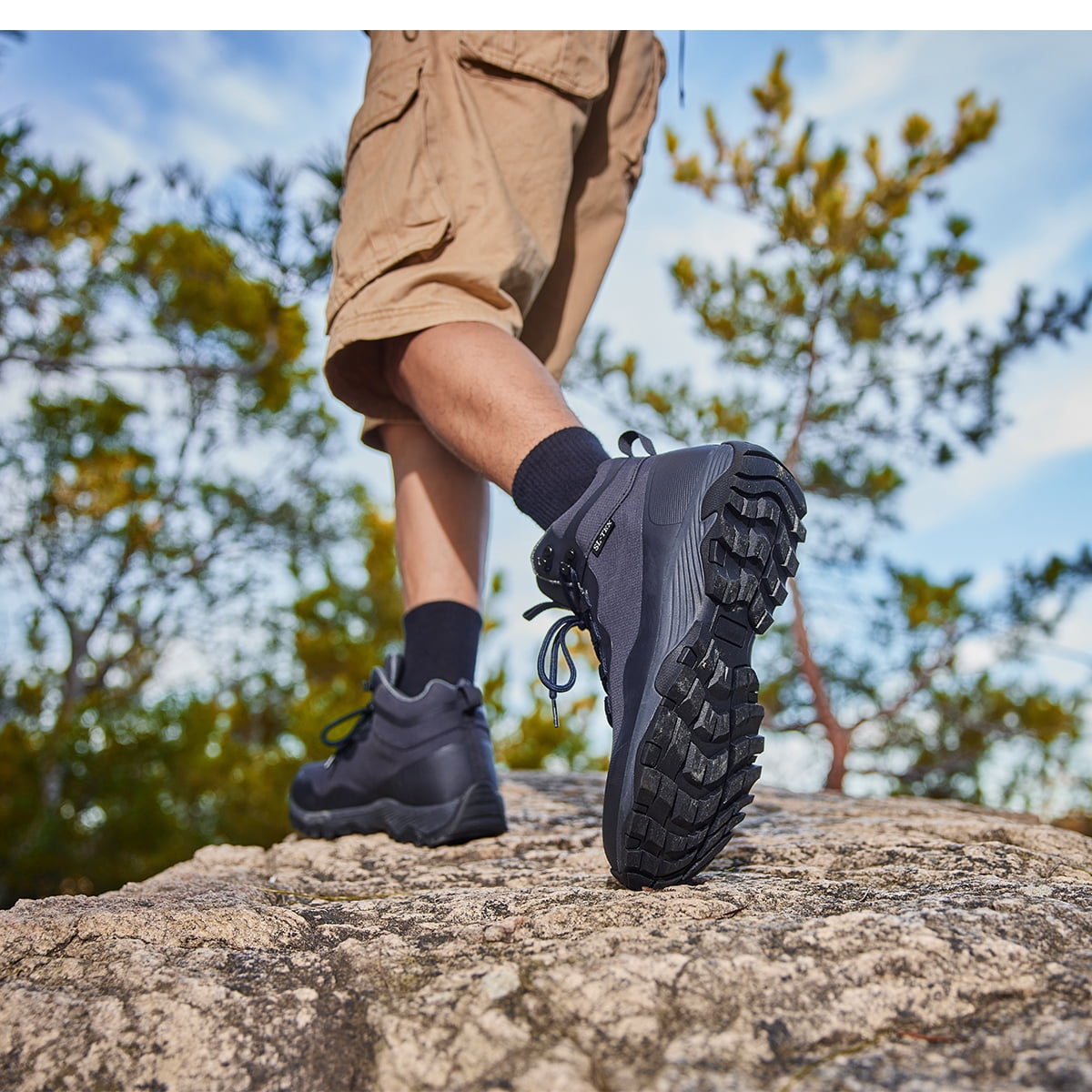 COM STAR Men Hiking Boots Breathable Outdoors Mid Ankle Walking Shoes Lightweight Mountaineering Shoes  for Trekking, Camping