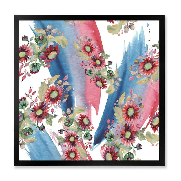 Designart 'Acorn Bouquet and Red Aster' Modern Framed Art Print