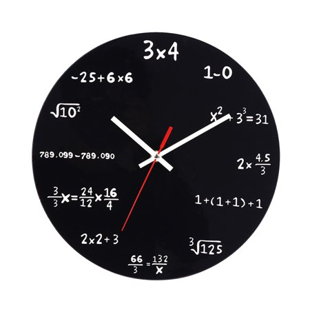 12 Inch Math Wall Clock - Silent Non-Ticking Wooden Clock with Mathematical Numbers for Classroom, Study Room, Office, Living Room & Bedroom Decor