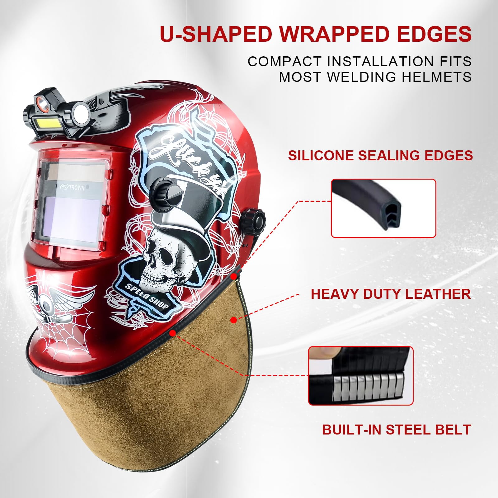 Welding Helmet Bib Cover Extended Split Wrap-Around Helmet Back Cover with Press Fit Seal, for Most Welding Helmets