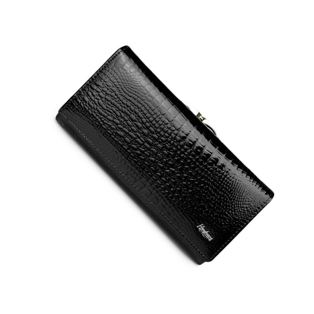 Jumpingount Cartera de tipo largo para mujer, monedero de cuero para cambio de dinero, tarjetero portátil para mujer, bolso de mano, billetera Carteras Negro