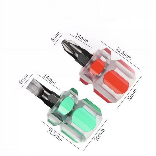 Mini kit de herramientas de destornillador corto para máquina de coser, incluye destornillador de cabeza plana/ranurada y destornillador Phillips para reparación de bricolaje, 2 piezas con bolsa de al