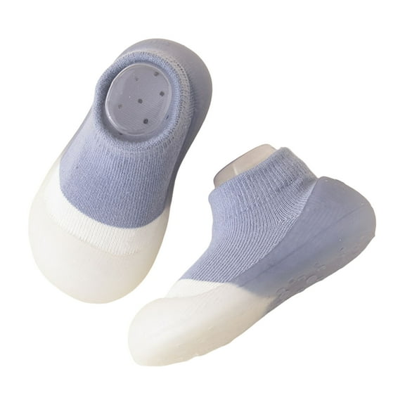 Eashery Baby Girls Boys Canvas Sneakers Lightweight Non-Slip Sneakers First Walkers Baby Boy Slip-On Sneakers White Toddler Shoes (Blue,8)