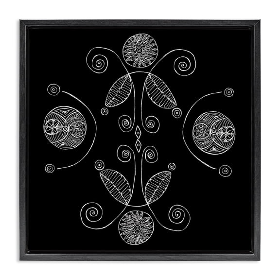 Stupell Industries Eclectic Curved Fractals & Leaves Black Floating Frame Canvas Art, 18 x 18, by El Perkin