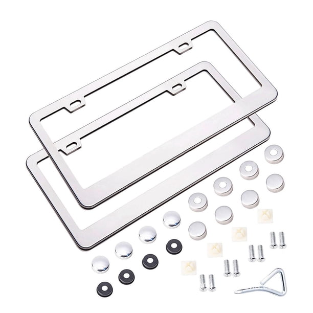 Marco para matrícula de coche, soporte para matrícula, resistente, Universal, duradero, para placas estándar de EE. UU., 2 uds. Plata